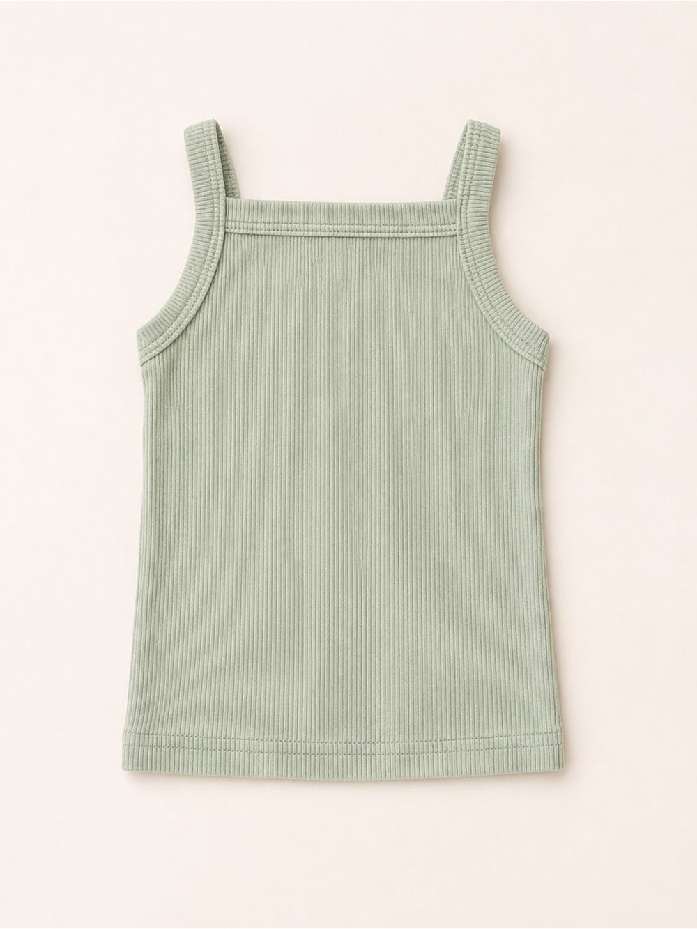 3/$30 - Kindly The Label / Ribbed Square-Neck Camisole  in Light Sage Green 12m